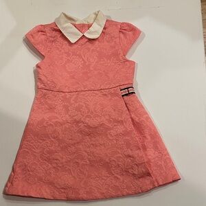 Janie and Jack Coral Brocade Dress with Cream Collar